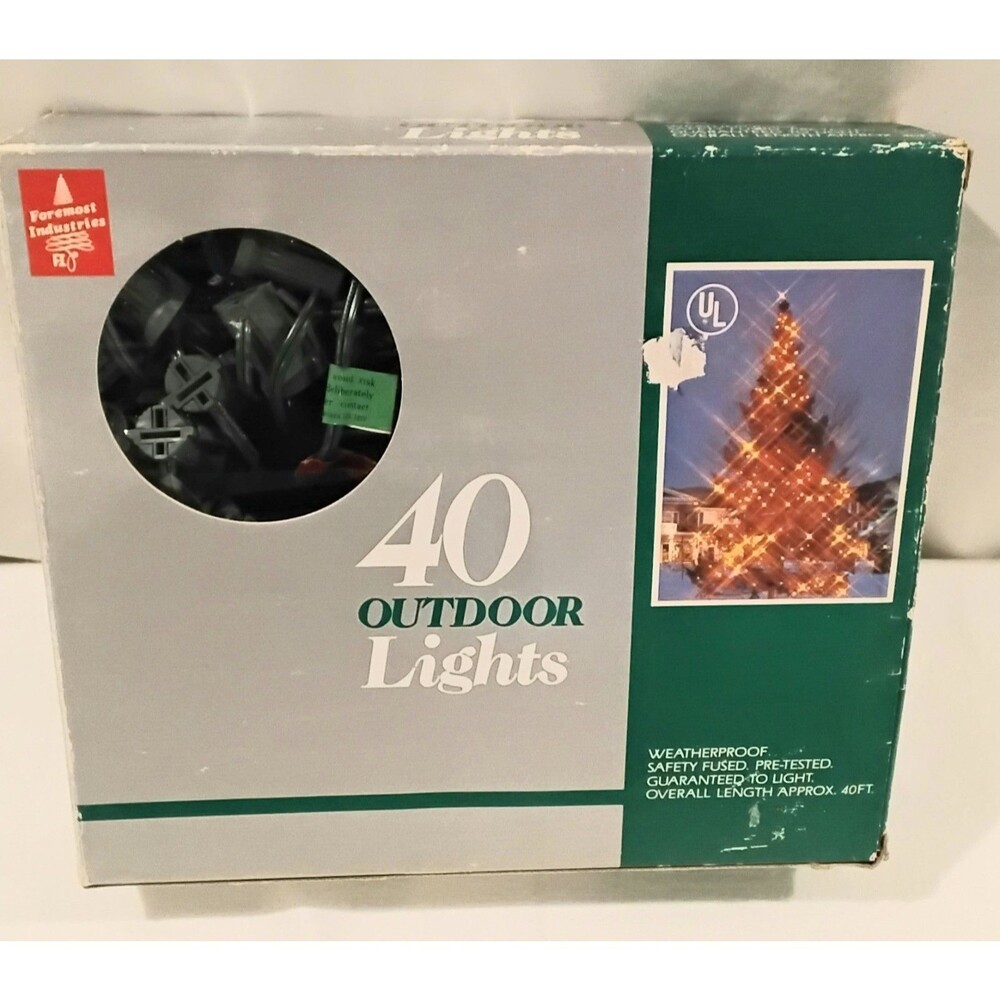 Foremost Industries 40 Outdoor Christmas Lights UL 40 FT Vintage New